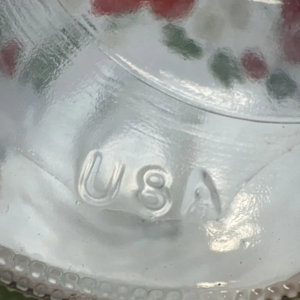2 Carlton Glass Jar Canister 10” & 9” Bail Lid Strawberries 2 L 1.5 L USA